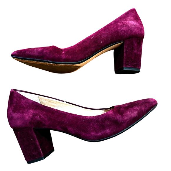 Corso Como PURPLE pumps 7M covered block heels pointy toes designer career - Picture 8 of 10